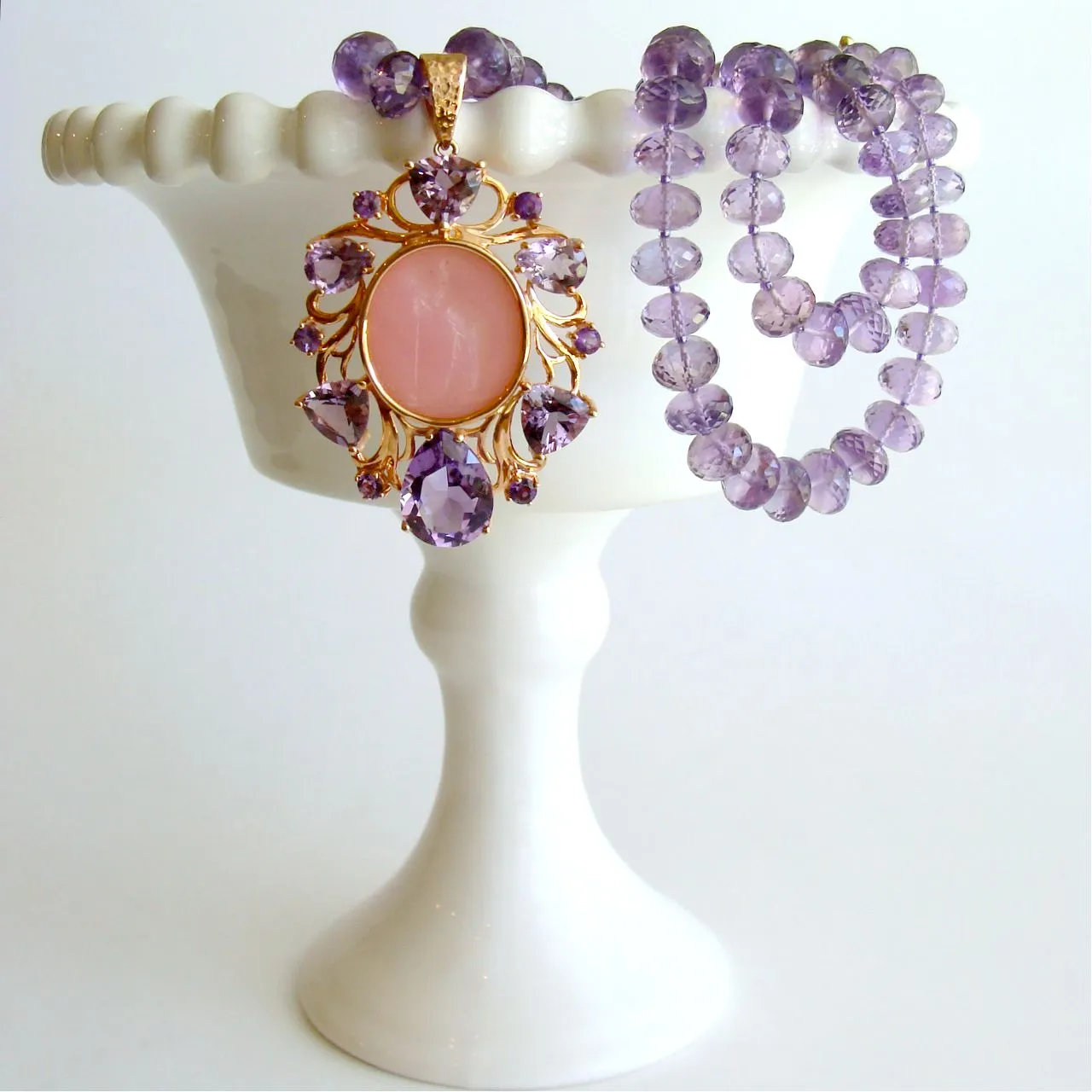 Amethyst Venetian Glass Intaglio Necklace - Montepulciano Choker Necklace