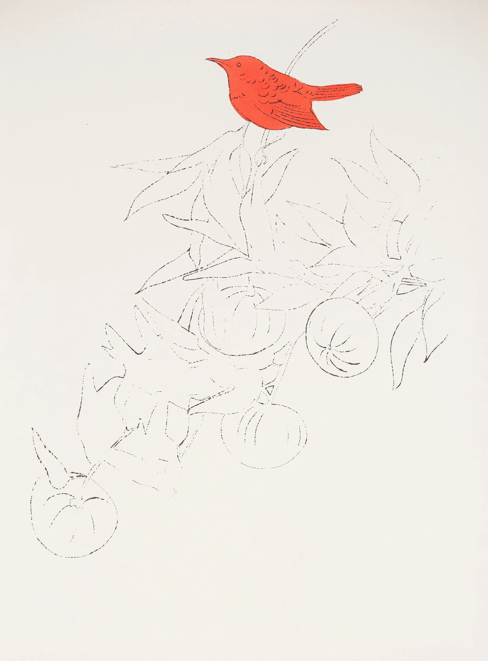 ANDY WARHOL "BIRD ON A FRUIT BRANCH", 1957