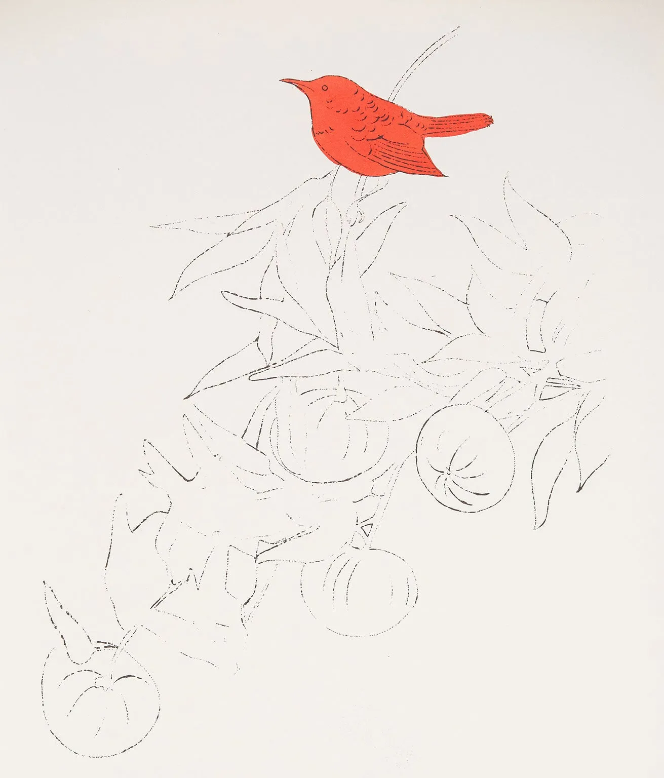 ANDY WARHOL "BIRD ON A FRUIT BRANCH", 1957