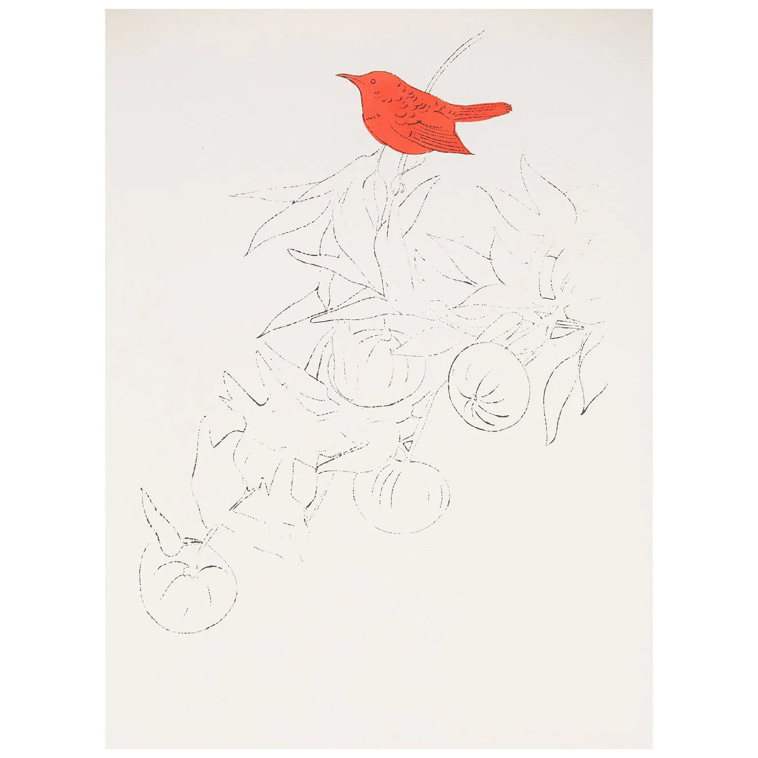 ANDY WARHOL "BIRD ON A FRUIT BRANCH", 1957