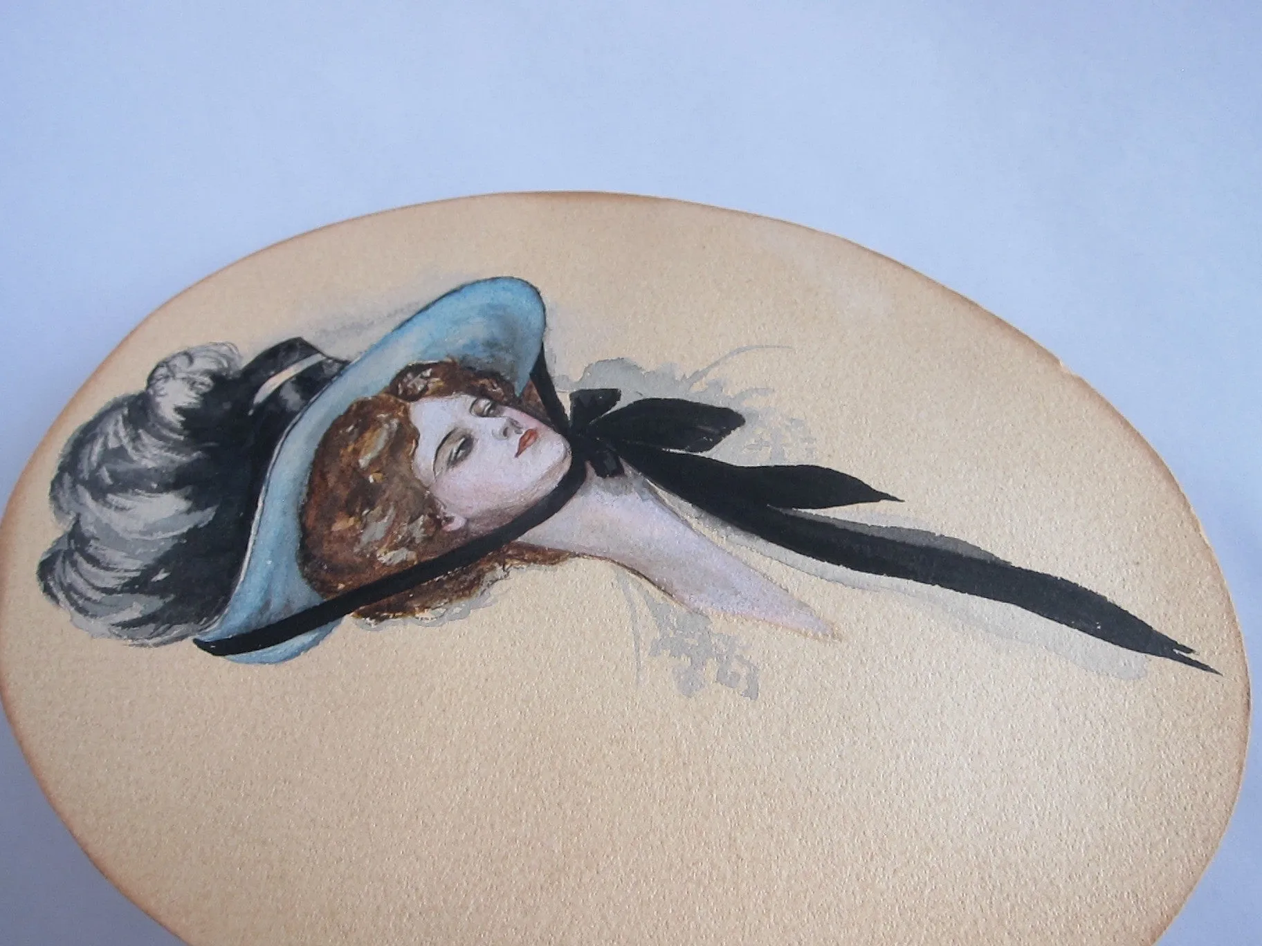 Antique Harrison Fisher Girl Style Gouache Painting