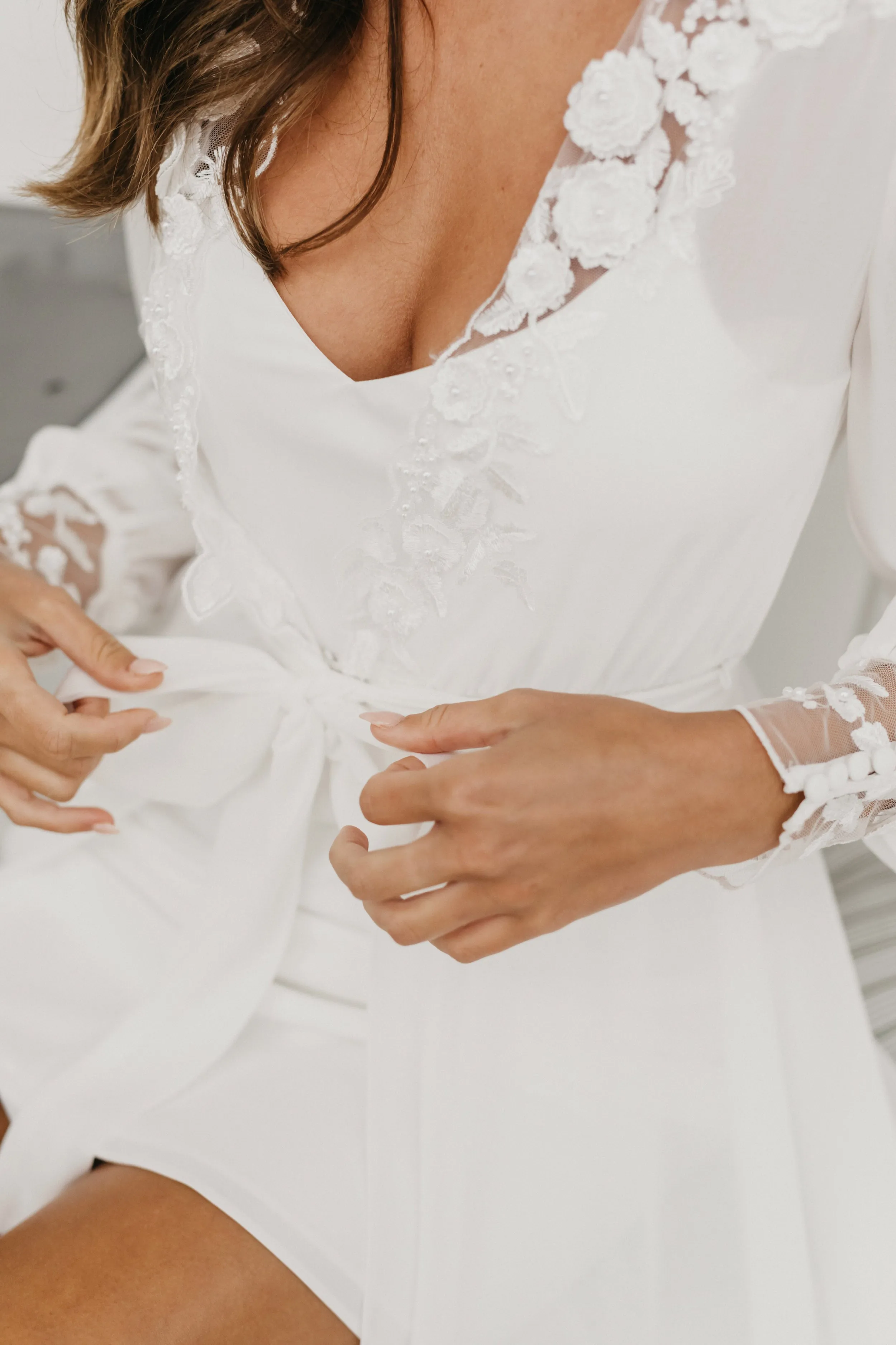 Arianna Beaded Floral Lace Maxi Bridal Robe With Train - Includes Slip