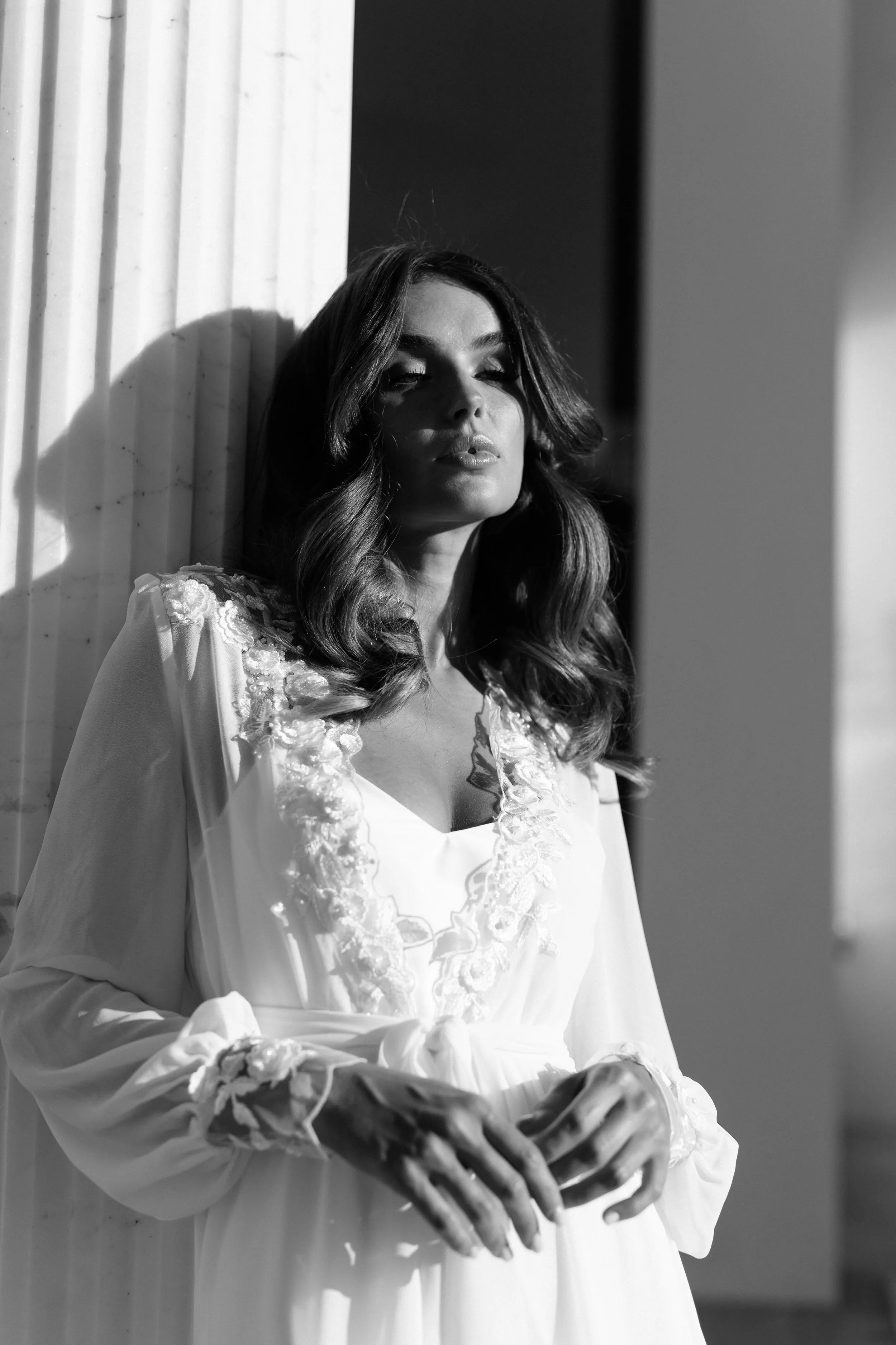 Arianna Beaded Floral Lace Maxi Bridal Robe With Train - Includes Slip