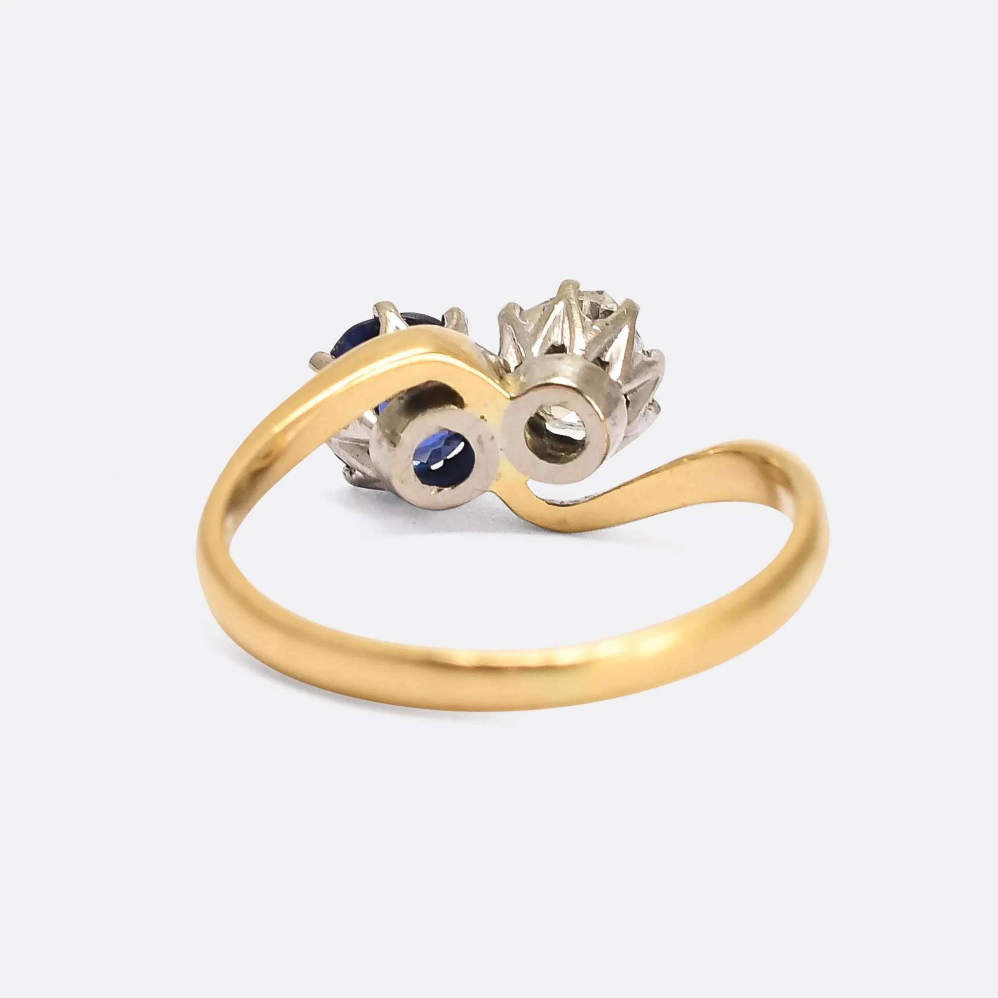 Art Nouveau Sapphire & Diamond "Toi et Moi" Engagement Ring