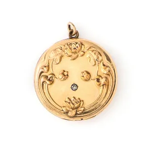 Art Nouveau Water Lilies Antique Locket