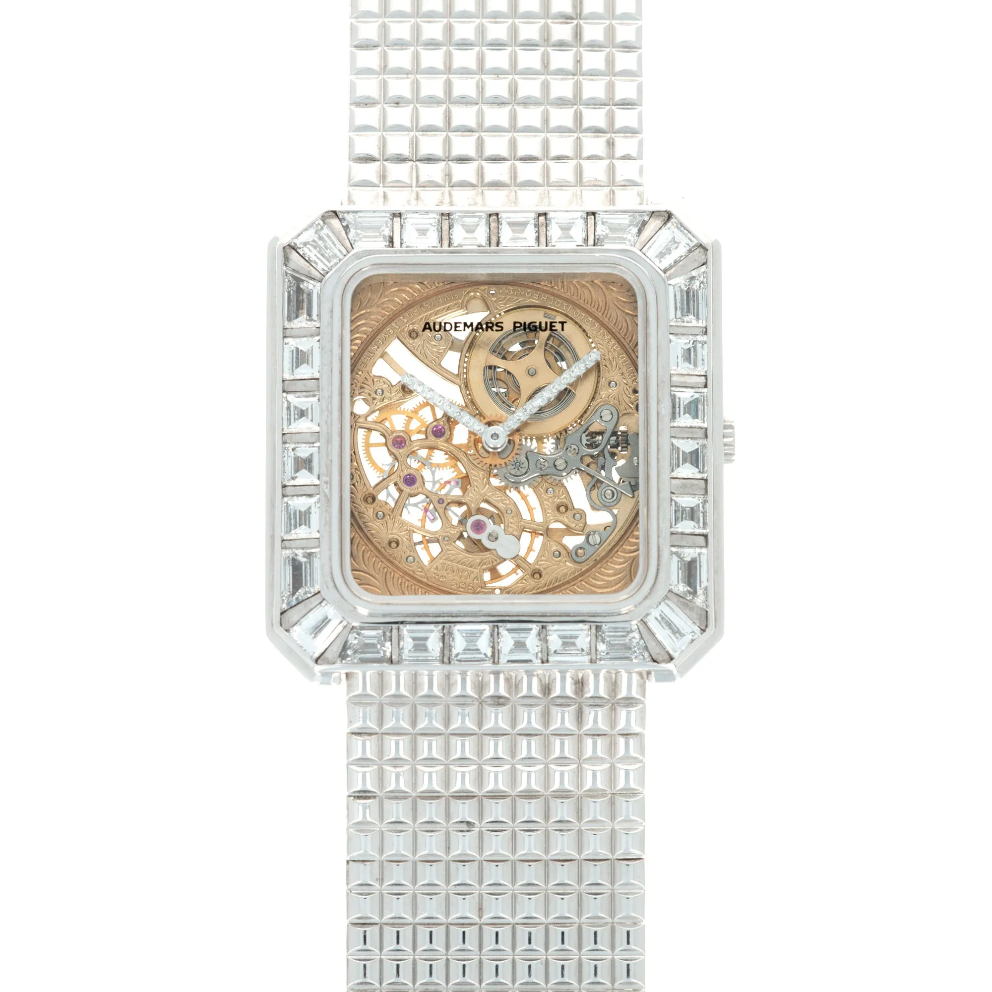Audemars Piguet White Gold Skeletonized Baguette Diamond Watch