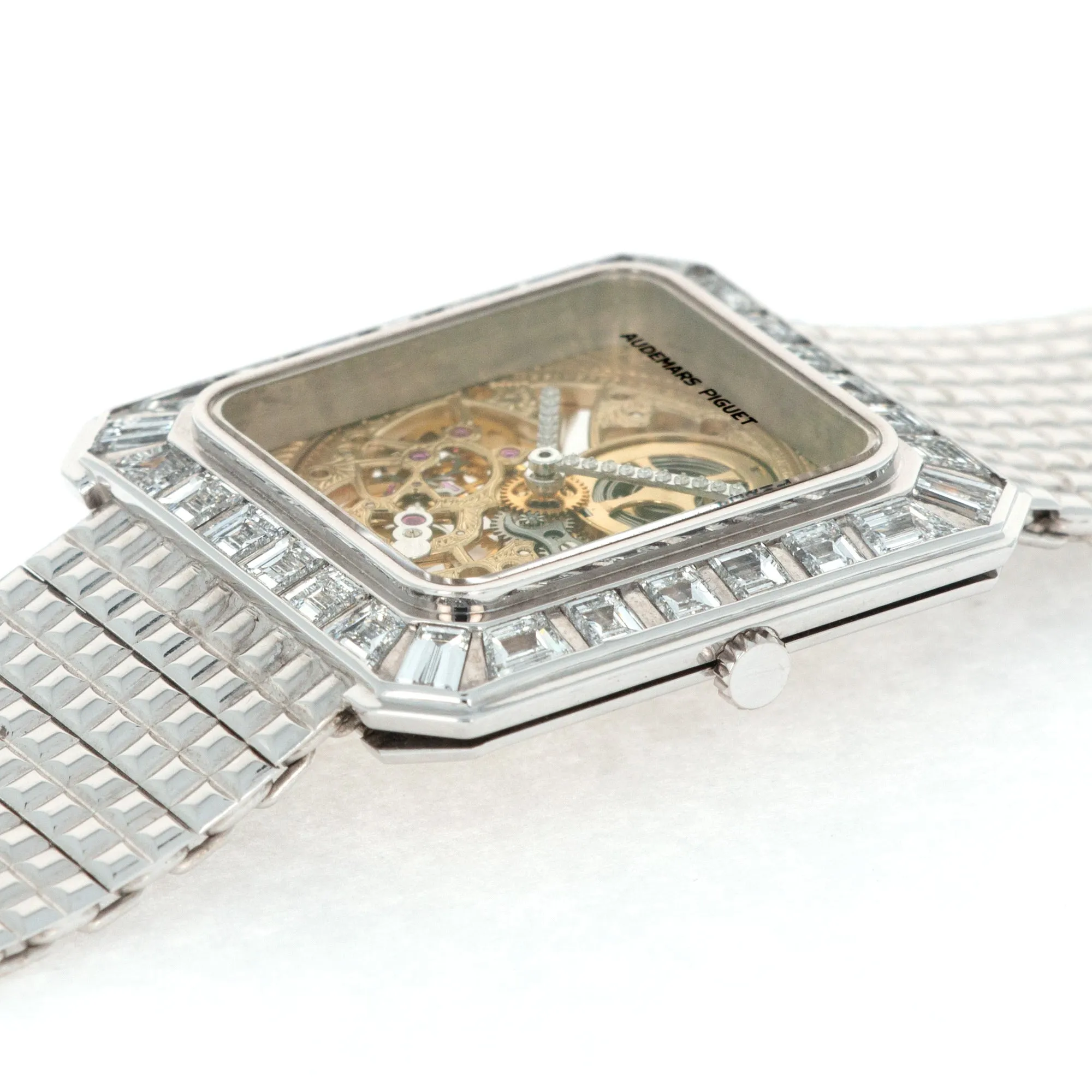 Audemars Piguet White Gold Skeletonized Baguette Diamond Watch