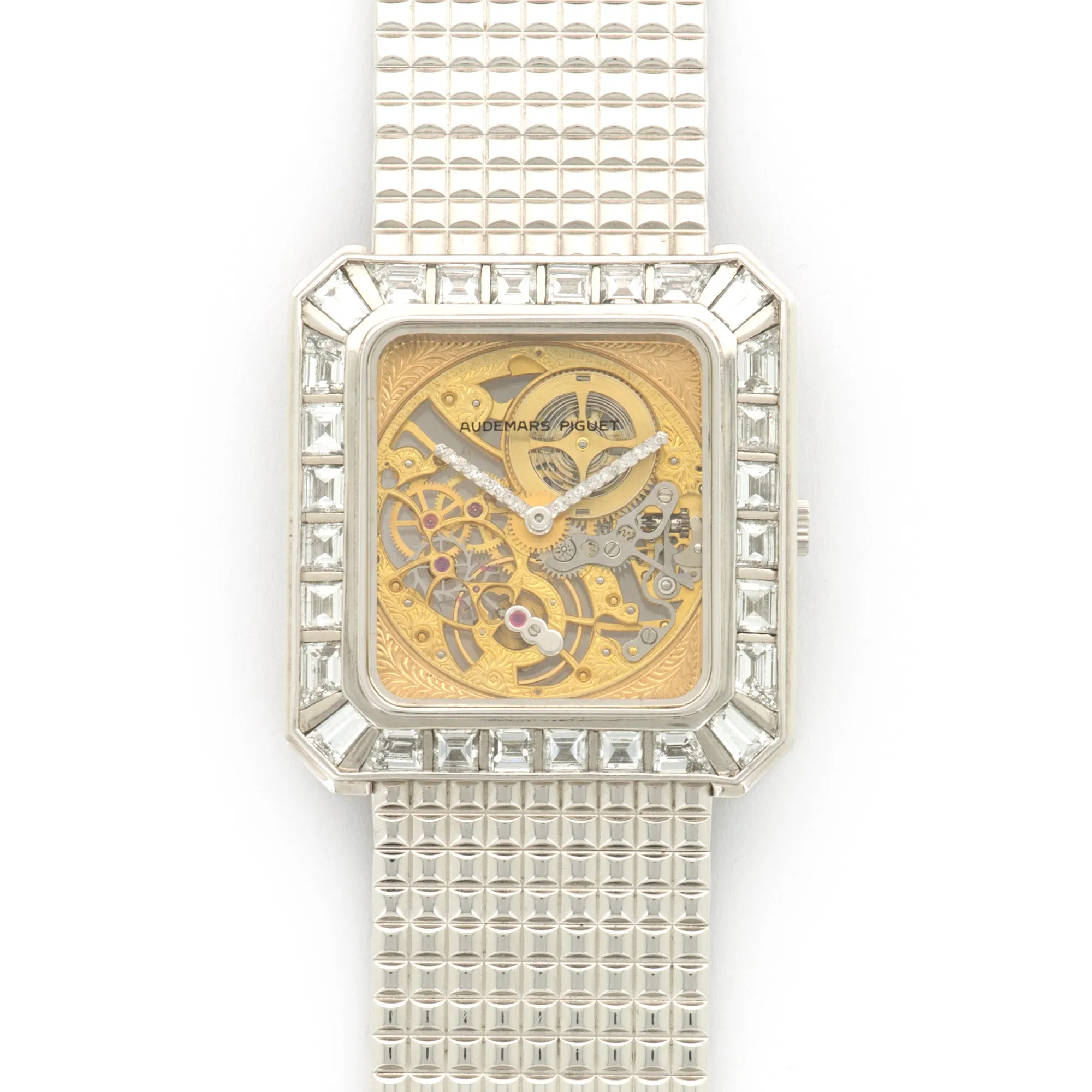 Audemars Piguet White Gold Skeletonized Baguette Diamond Watch