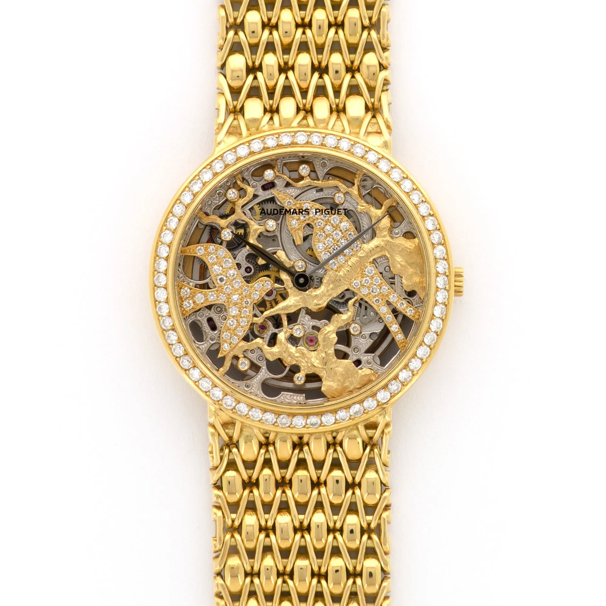 Audemars Piguet Yellow Gold Skeletonized Diamond Birds Watch