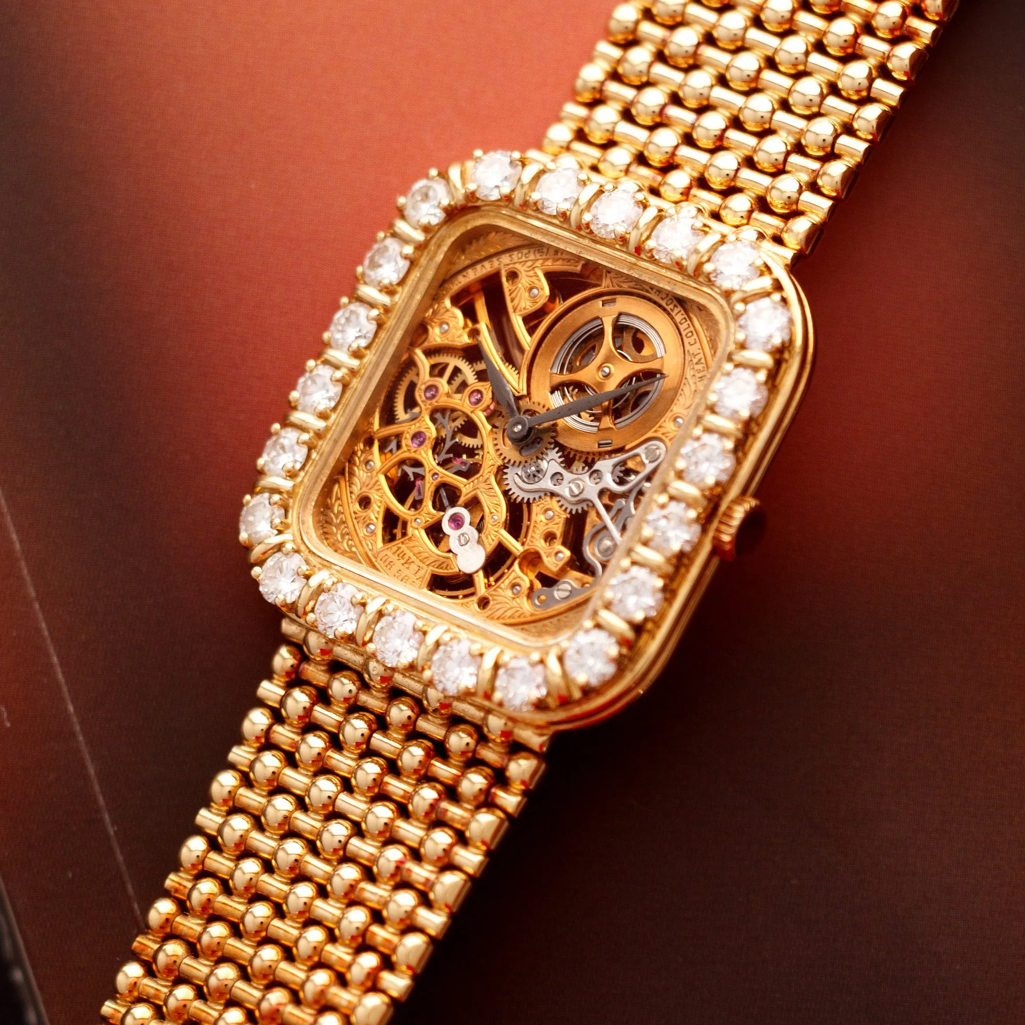 Audemars Piguet Yellow Gold Skeletonized Diamond Watch