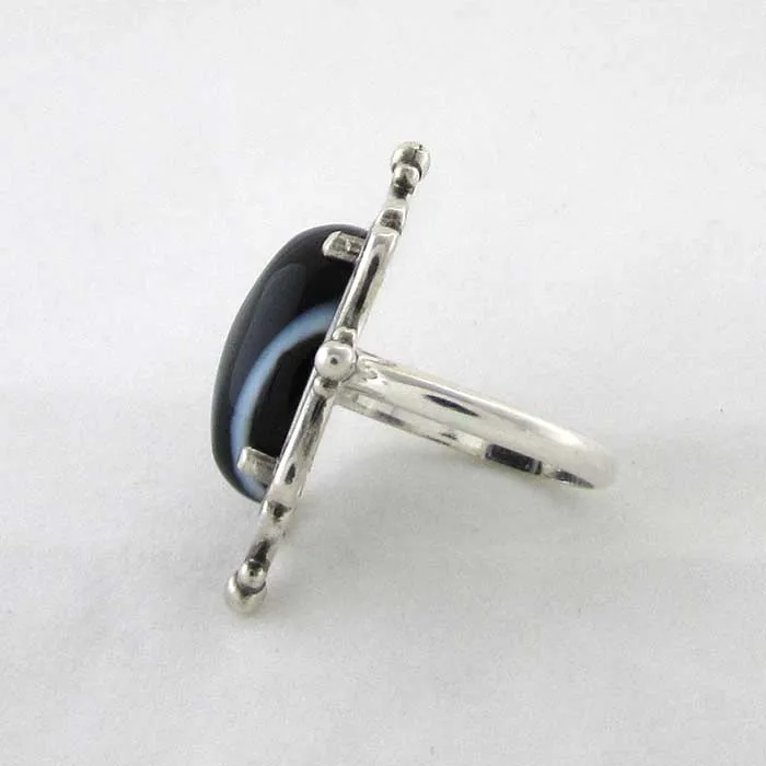 Black Agate Cameo Ring