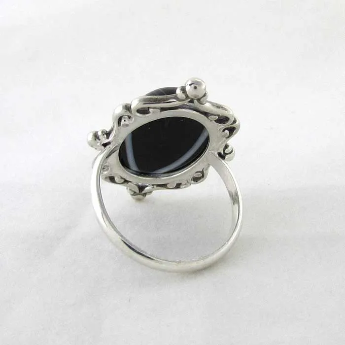 Black Agate Cameo Ring