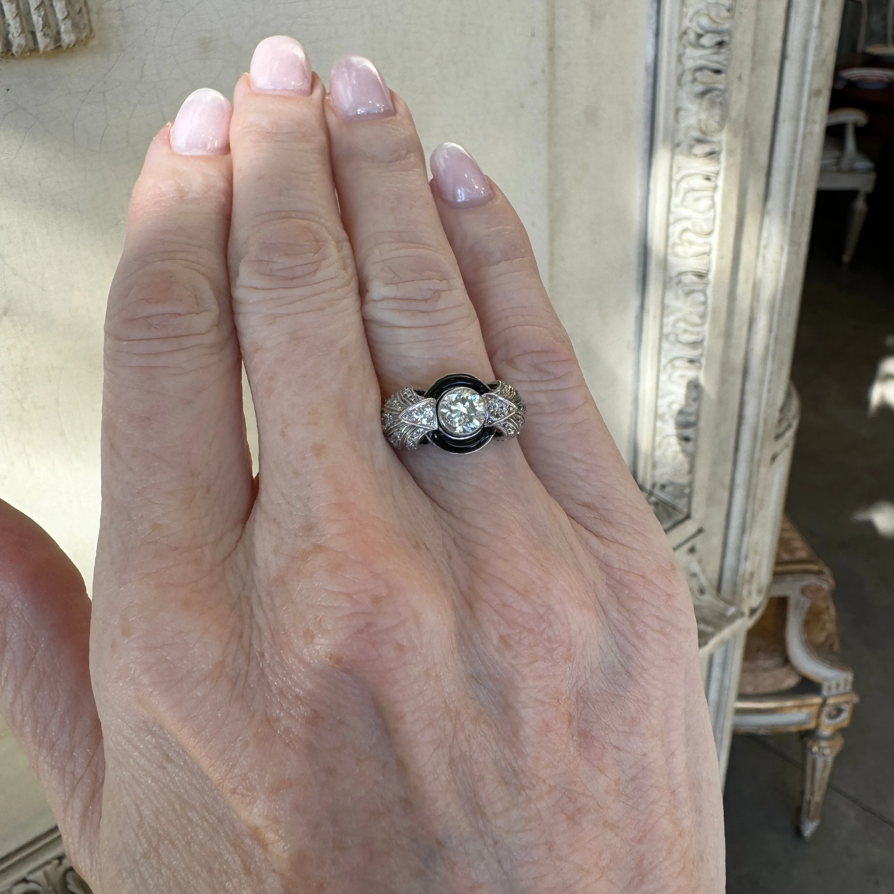 Black Onyx snd Diamond Ring