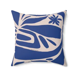 Blue & Oat Floral Throw Pillow by Shelbi Nicole
