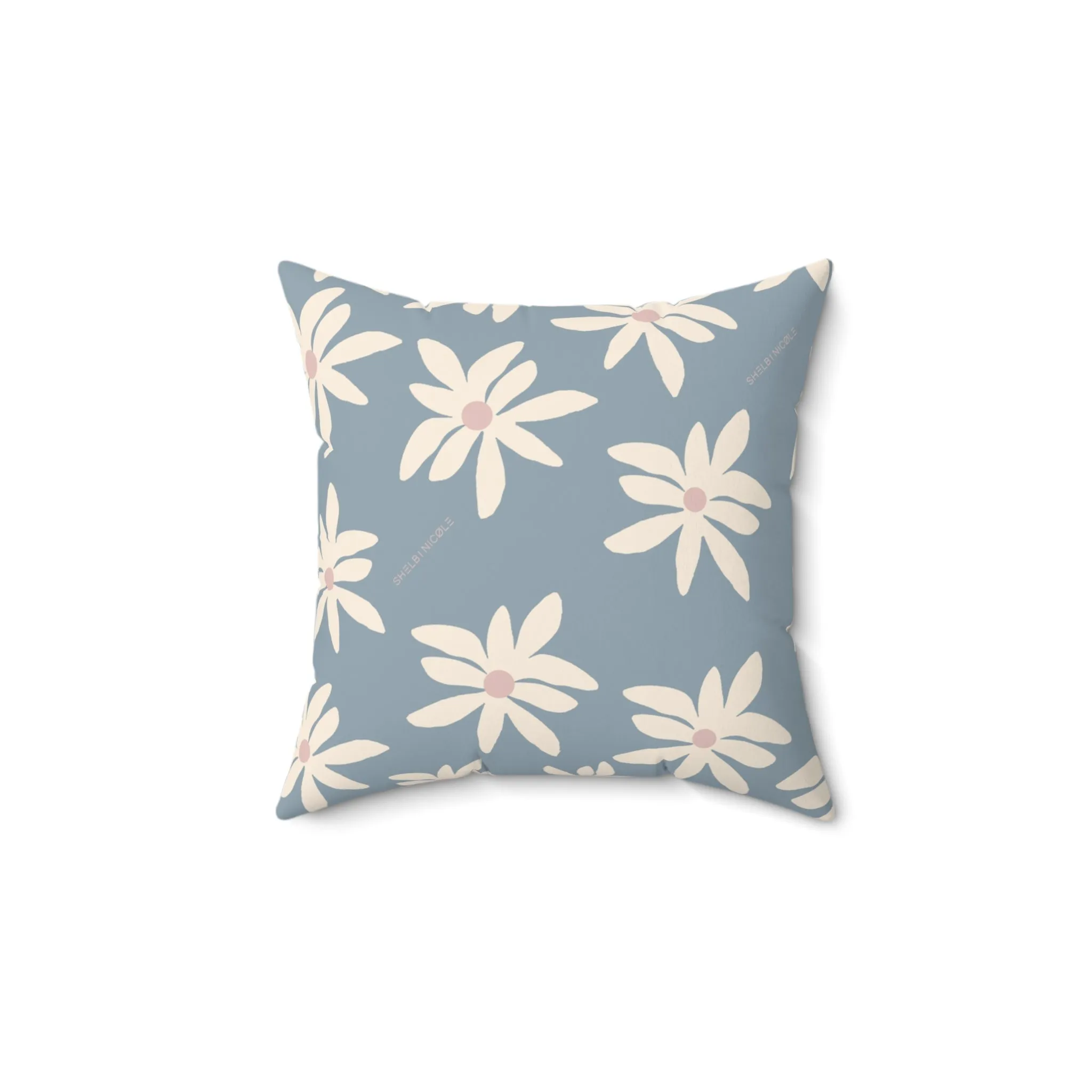 Blue & Tan Floral Throw Pillow by Shelbi Nicole