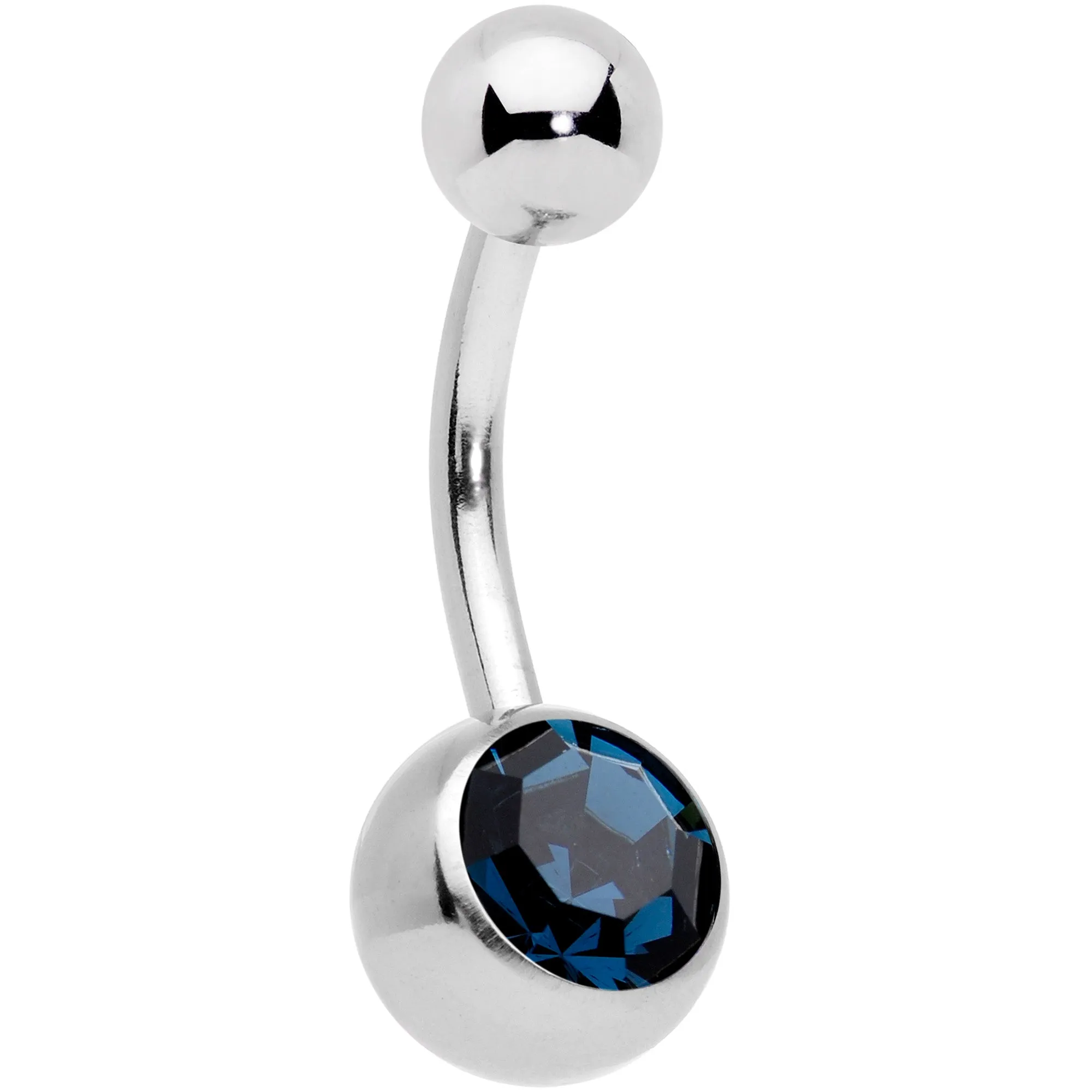 Blue Clear Gem Filigree Oval Belly Ring Set of 4