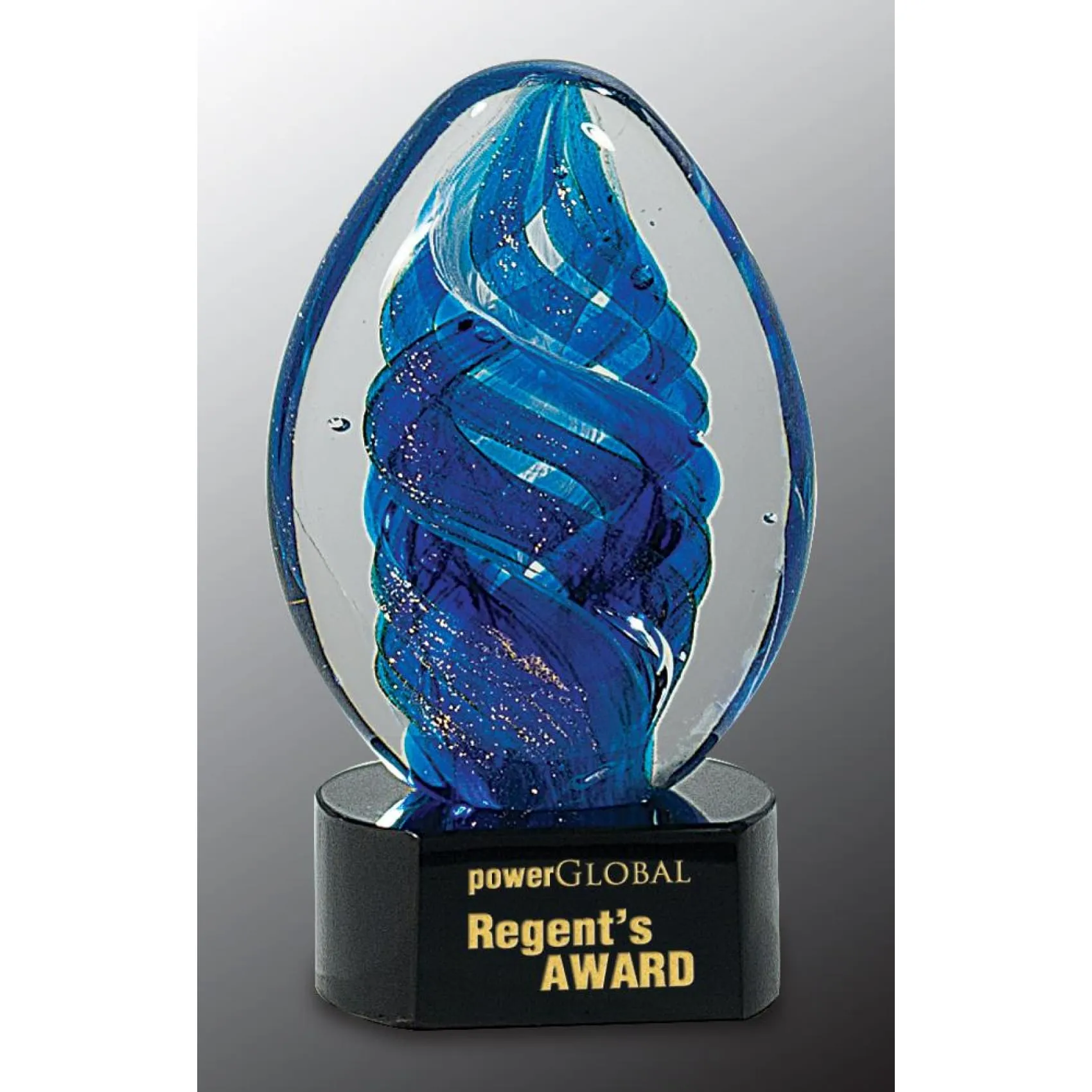 Blue Oval Swirl Art Glass