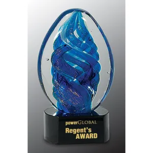 Blue Oval Swirl Art Glass