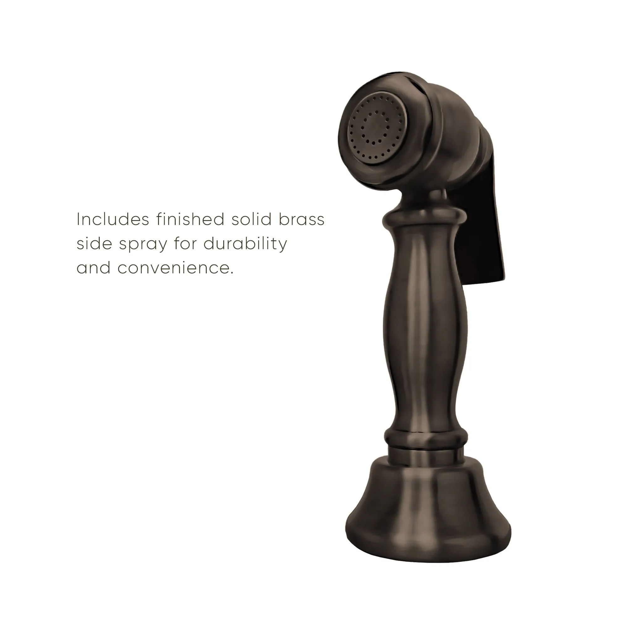 Bridge Faucet with Long Traditional Swivel Spout, Cross Handles and Solid Brass Side Spray