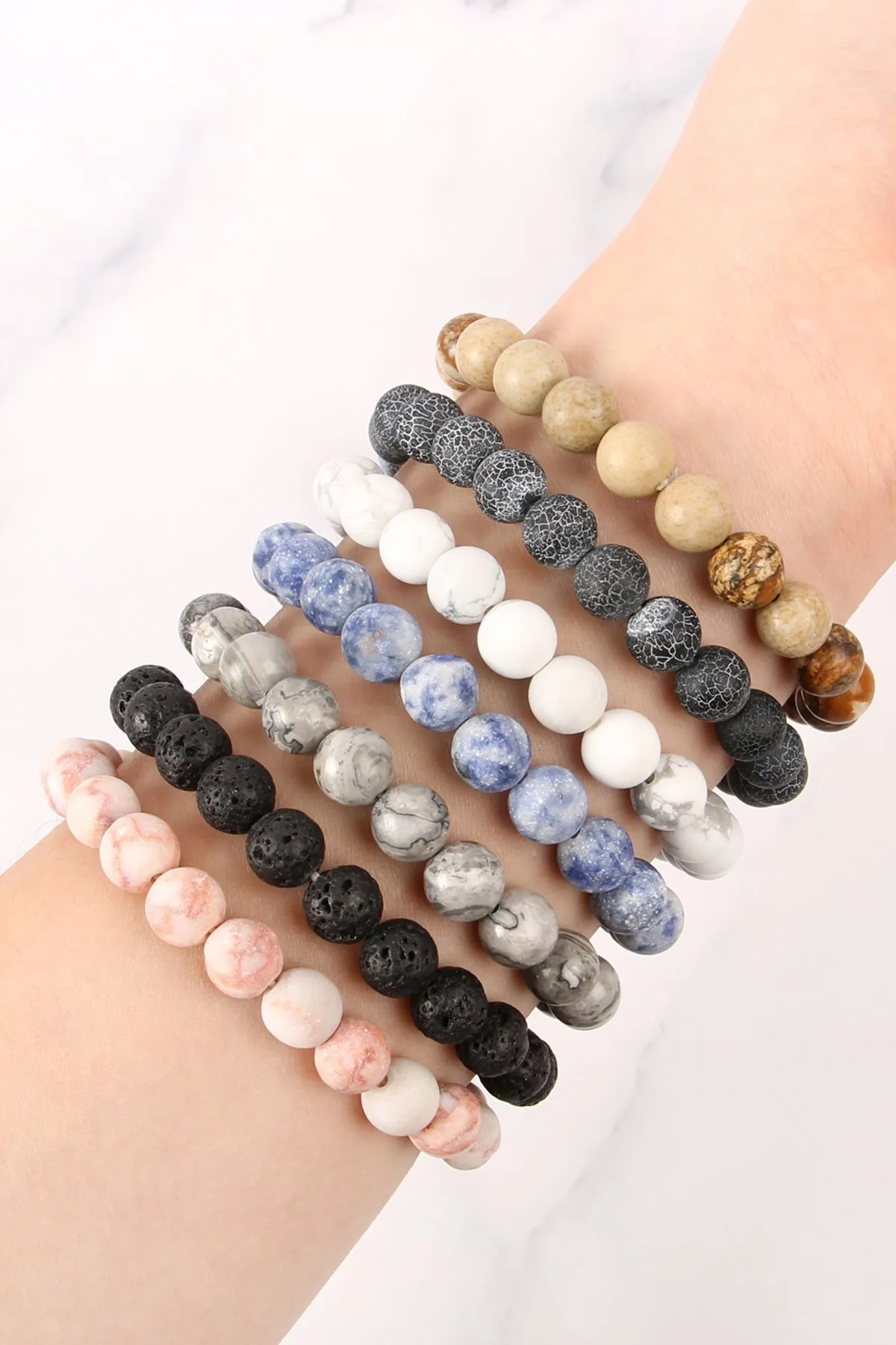 Brown 8mm NATURAL BEAD STRETCH BRACELET