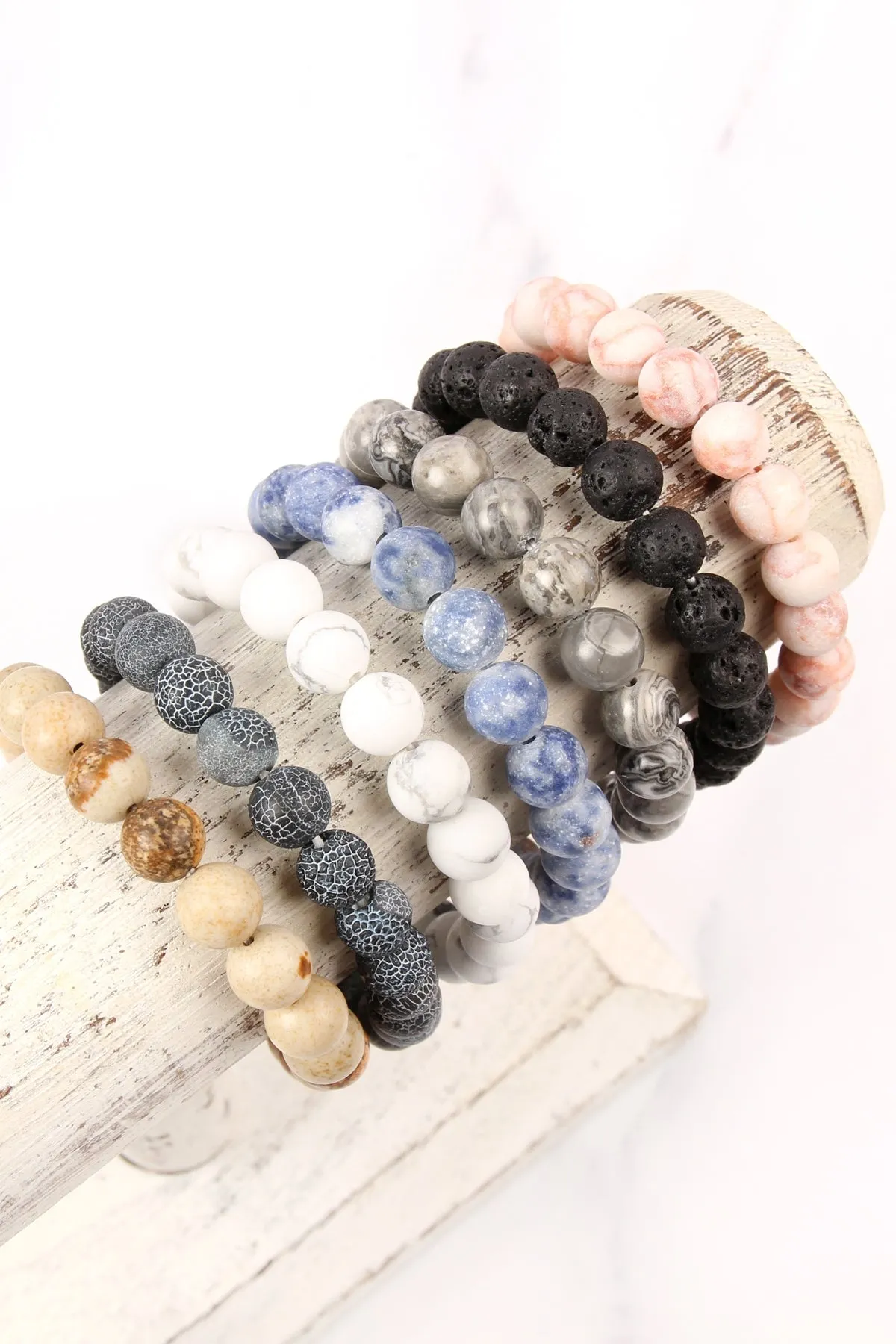 Brown 8mm NATURAL BEAD STRETCH BRACELET
