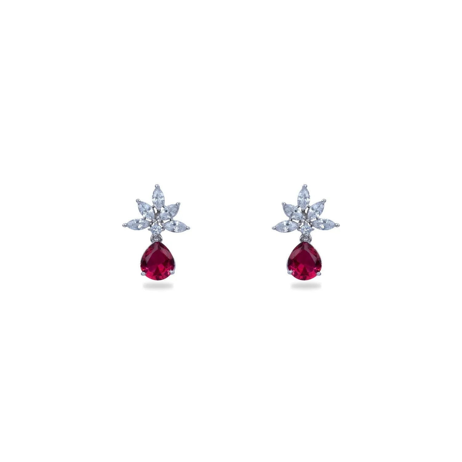 Camellia CZ Red Necklace Set