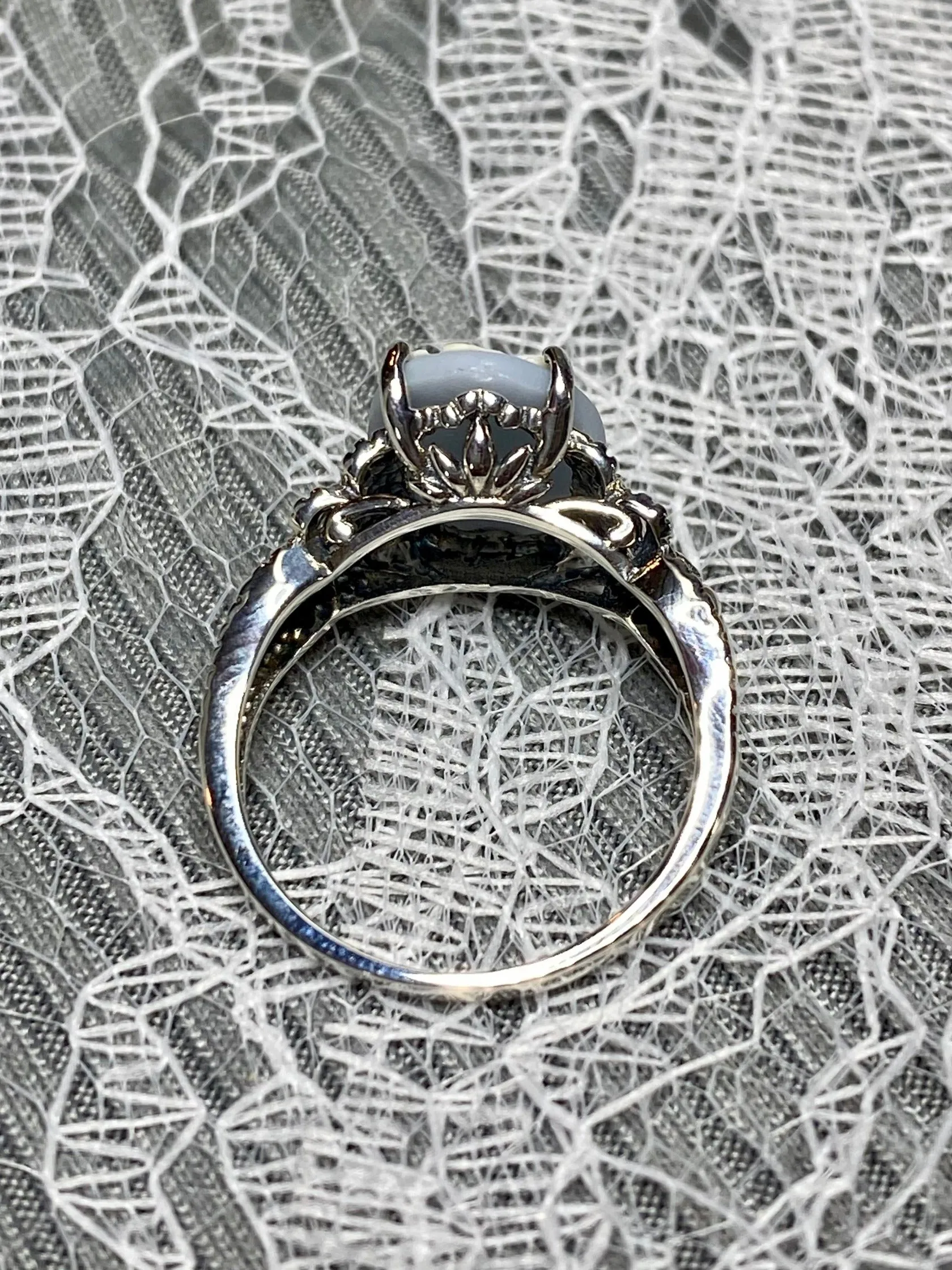 Cameo Ring | Ivory Rose, Silver Filigree, Victorian Gothic Jewelry, Ace D92