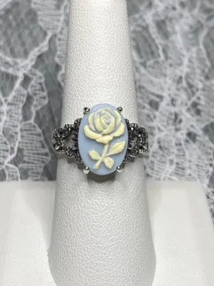 Cameo Ring | Ivory Rose, Silver Filigree, Victorian Gothic Jewelry, Ace D92