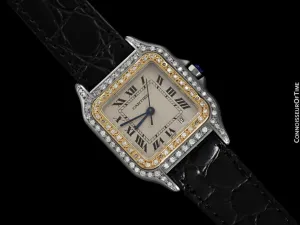 Cartier Panthere Two-Tone Mens Mens Midsize / Unisex Watch - Stainless Steel, 18K Gold Plated & Diamonds