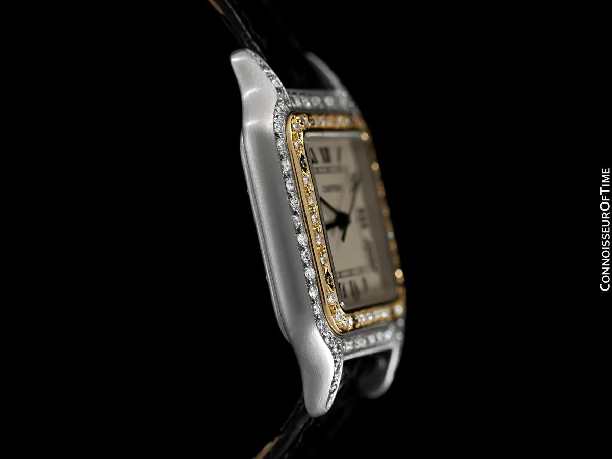 Cartier Panthere Two-Tone Mens Mens Midsize / Unisex Watch - Stainless Steel, 18K Gold Plated & Diamonds