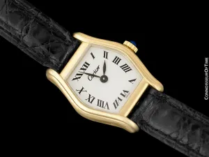 Cartier Vintage Ladies Tortue Tortoise Mechanical Watch - Solid 18K Gold with Deployment Buckle