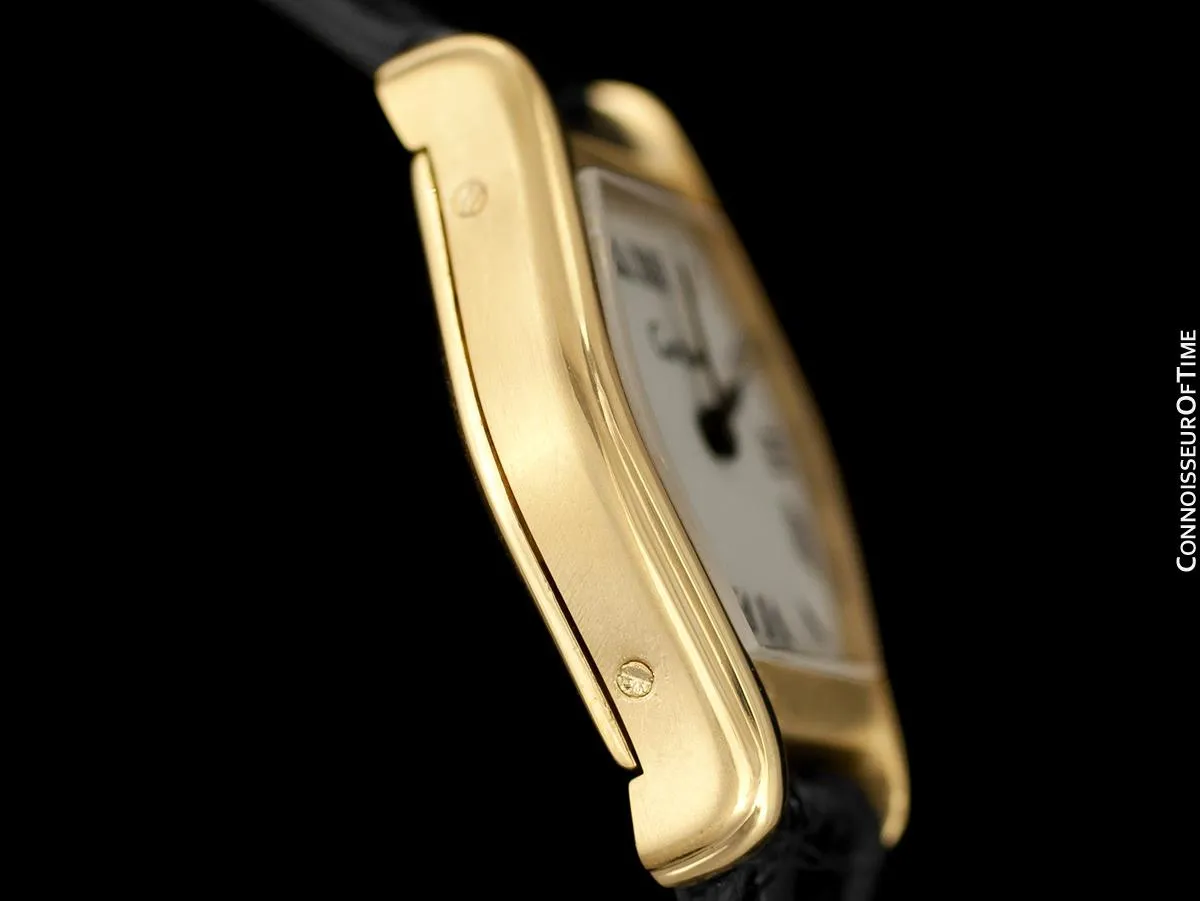 Cartier Vintage Ladies Tortue Tortoise Mechanical Watch - Solid 18K Gold with Deployment Buckle