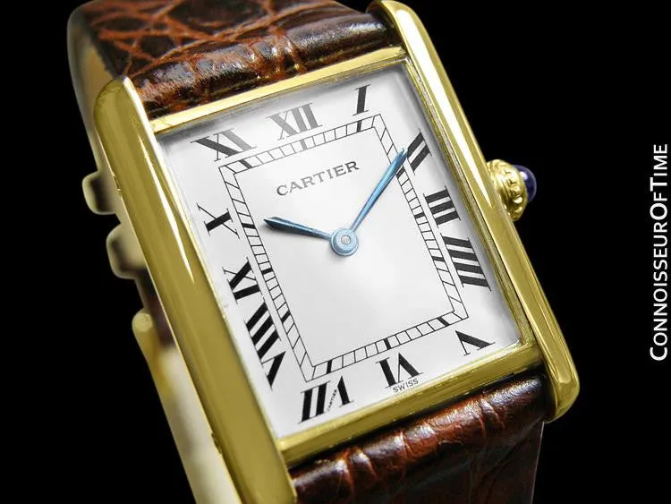 Cartier Vintage Mens Tank Mechanical Watch - Gold Vermeil, 18K Gold over Sterling Silver