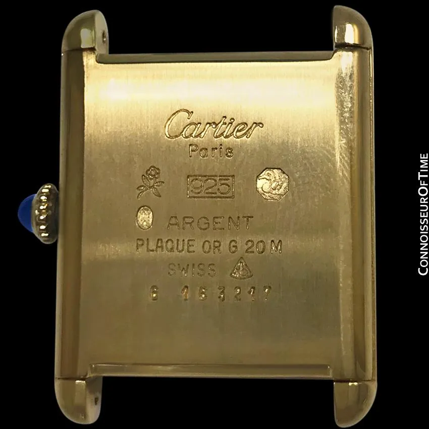 Cartier Vintage Mens Tank Mechanical Watch - Gold Vermeil, 18K Gold over Sterling Silver