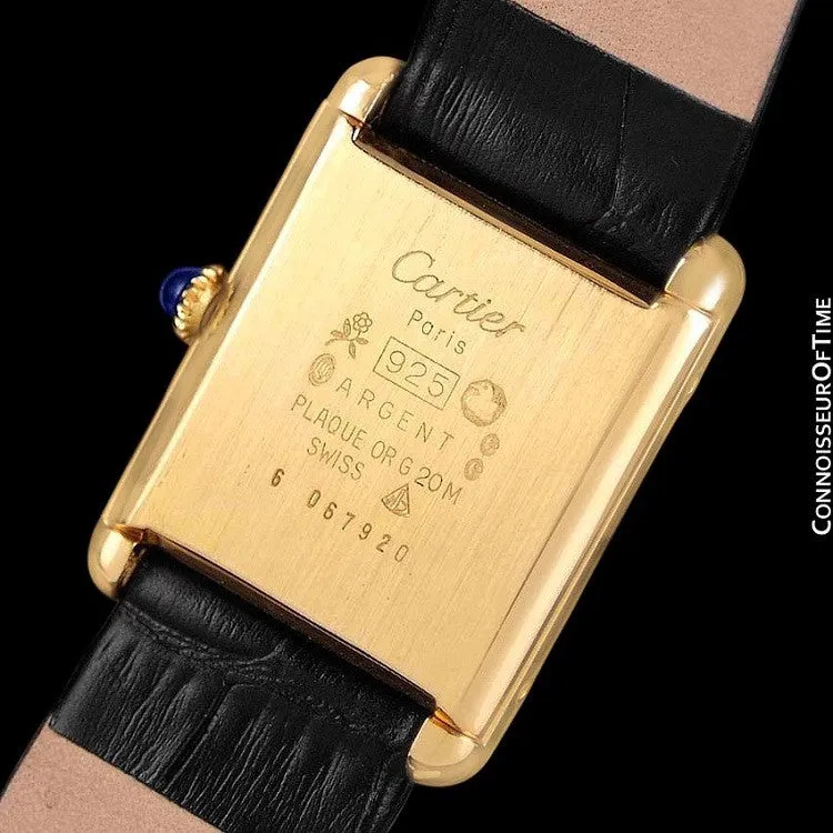 Cartier Vintage Mens Tank Mechanical Watch - Gold Vermeil, 18K Gold over Sterling Silver