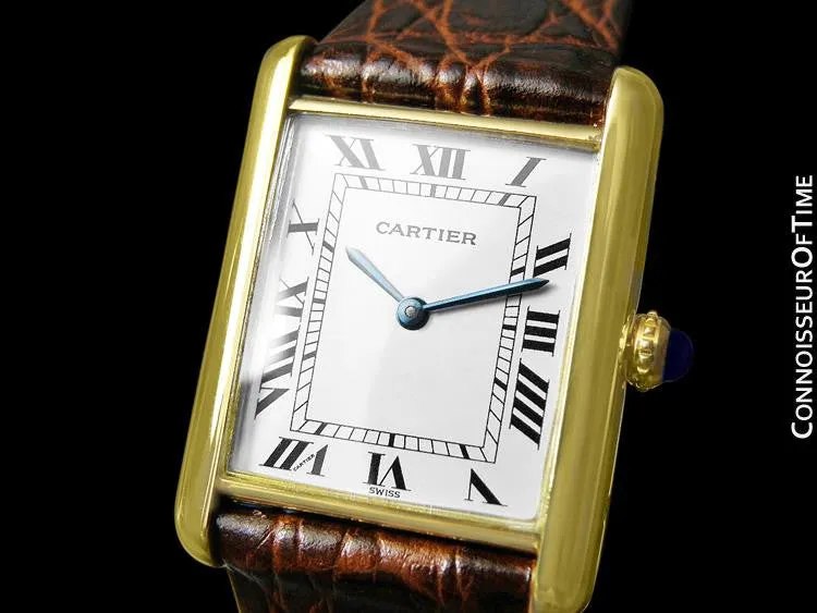 Cartier Vintage Mens Tank Mechanical Watch - Gold Vermeil, 18K Gold over Sterling Silver