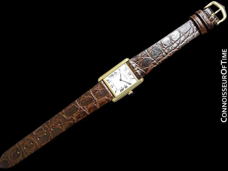 Cartier Vintage Mens Tank Mechanical Watch - Gold Vermeil, 18K Gold over Sterling Silver