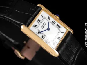 Cartier Vintage Mens Tank Mechanical Watch - Gold Vermeil, 18K Gold over Sterling Silver