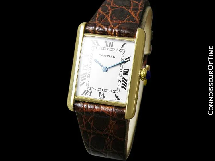 Cartier Vintage Mens Tank Mechanical Watch - Gold Vermeil, 18K Gold over Sterling Silver