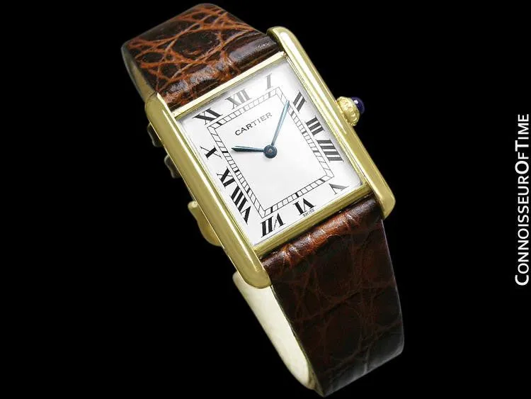 Cartier Vintage Mens Tank Mechanical Watch - Gold Vermeil, 18K Gold over Sterling Silver