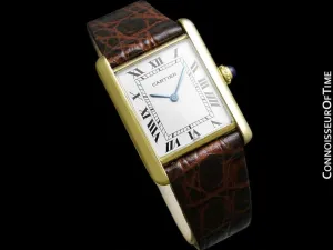 Cartier Vintage Mens Tank Mechanical Watch - Gold Vermeil, 18K Gold over Sterling Silver