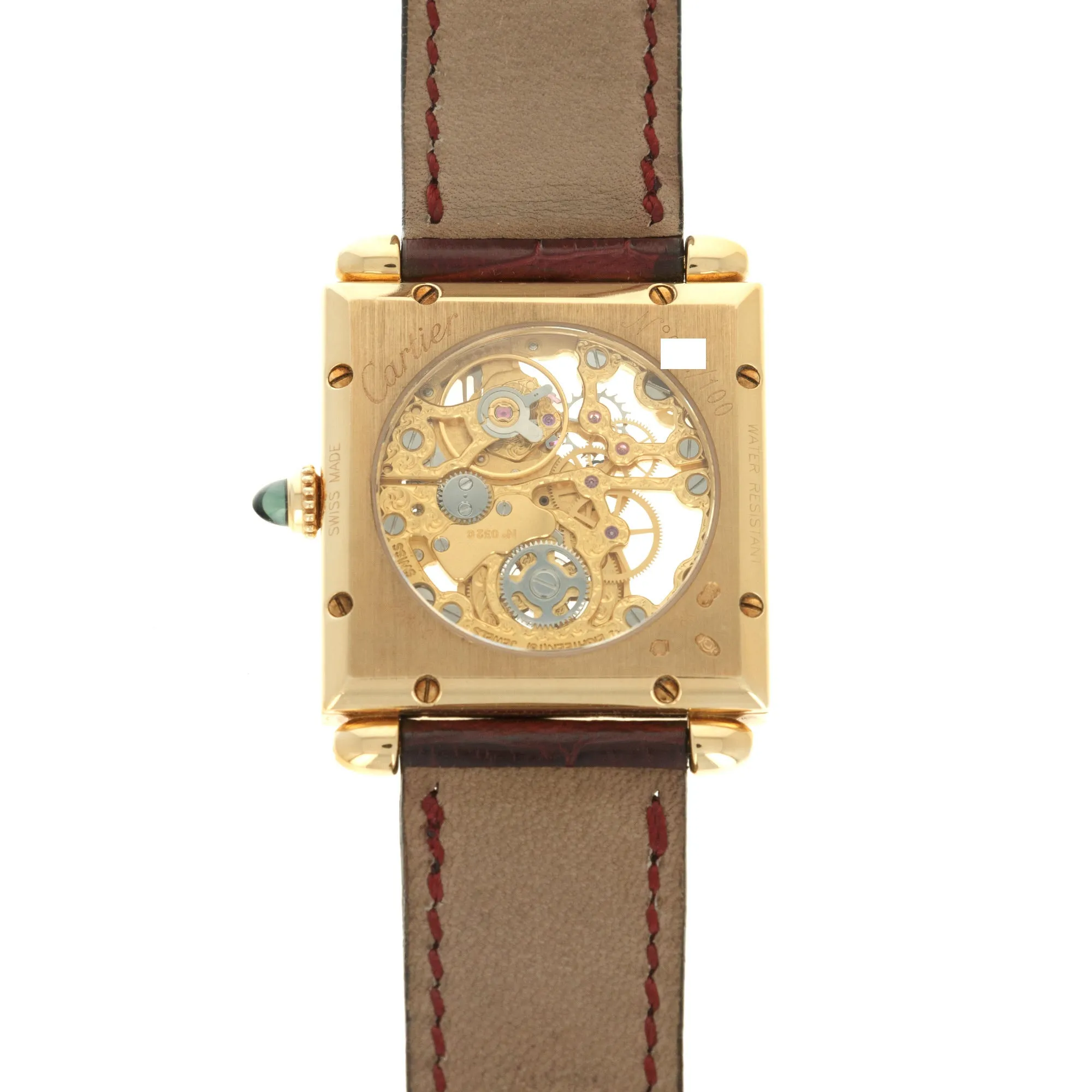 Cartier Yellow Gold Carree Obus Skeleton Watch, Limited to 100