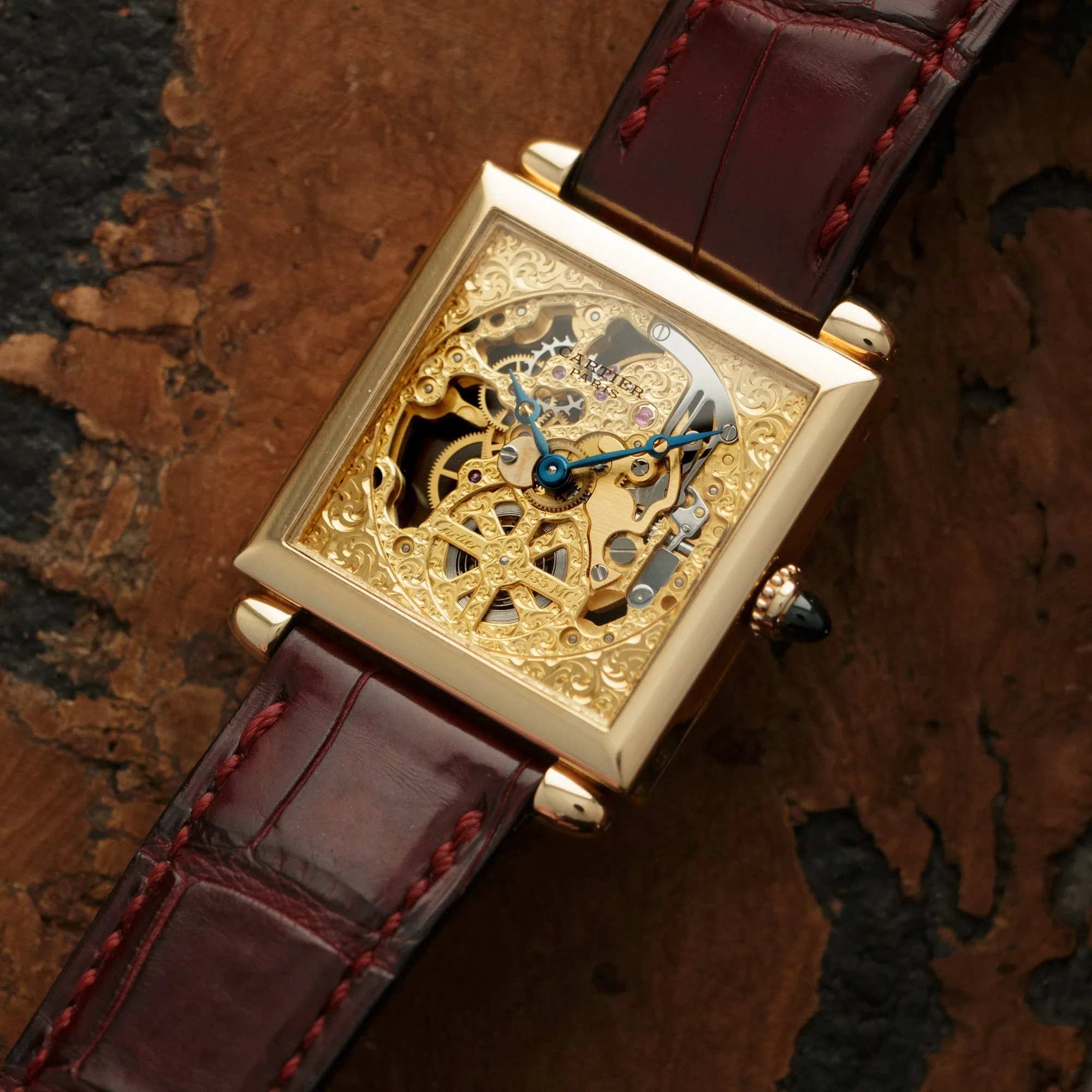 Cartier Yellow Gold Carree Obus Skeleton Watch, Limited to 100