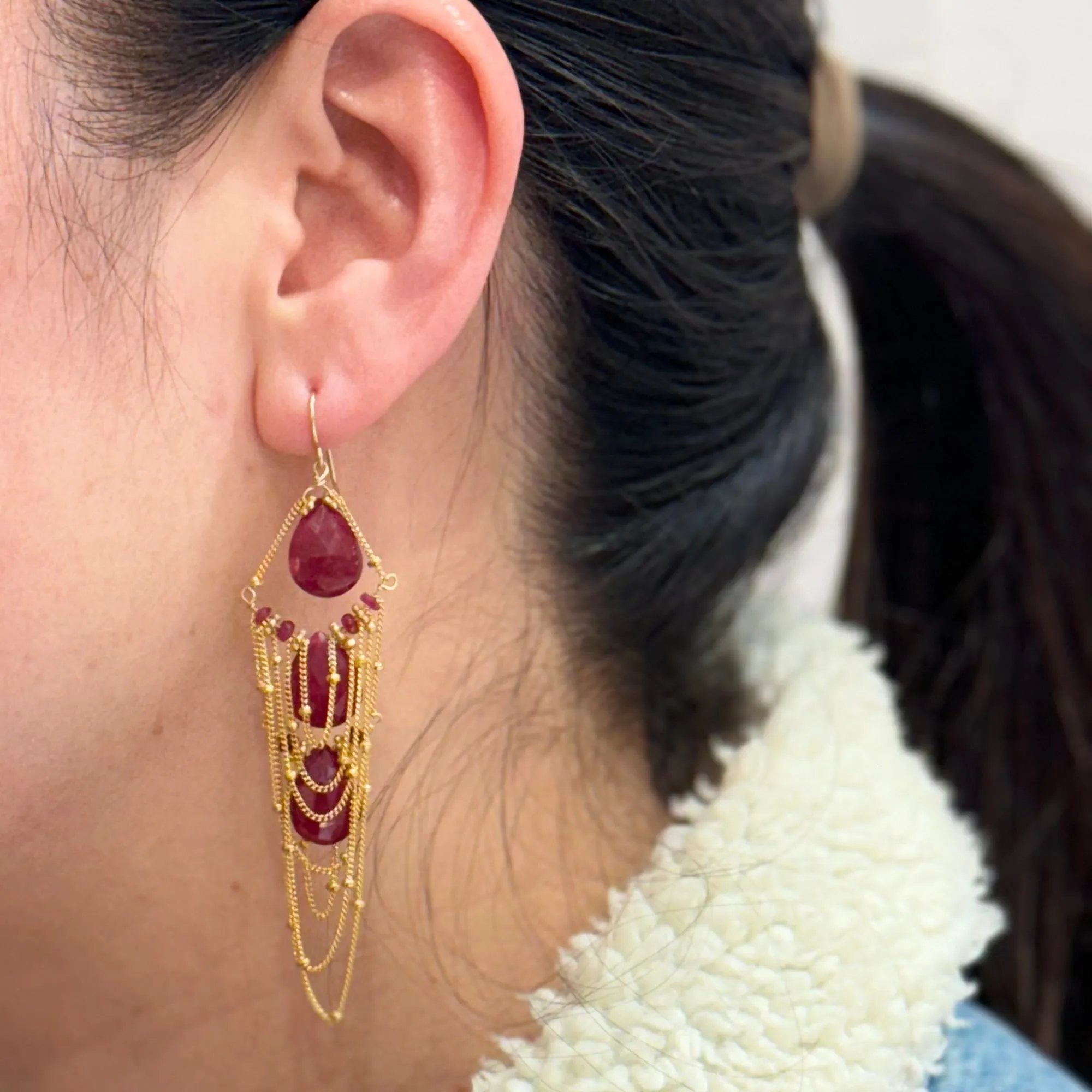 Cascade Earrings - Ruby