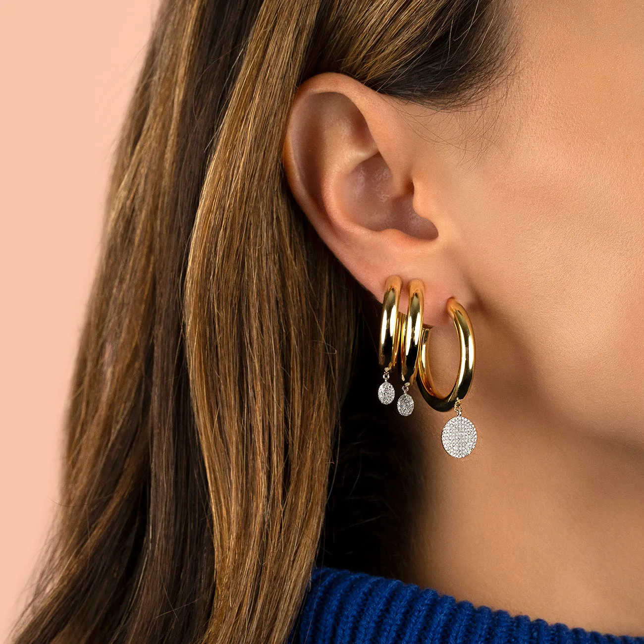 Charmed Diamond Hoop Earring 14K