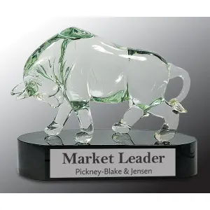 Clear Art Glass Bull