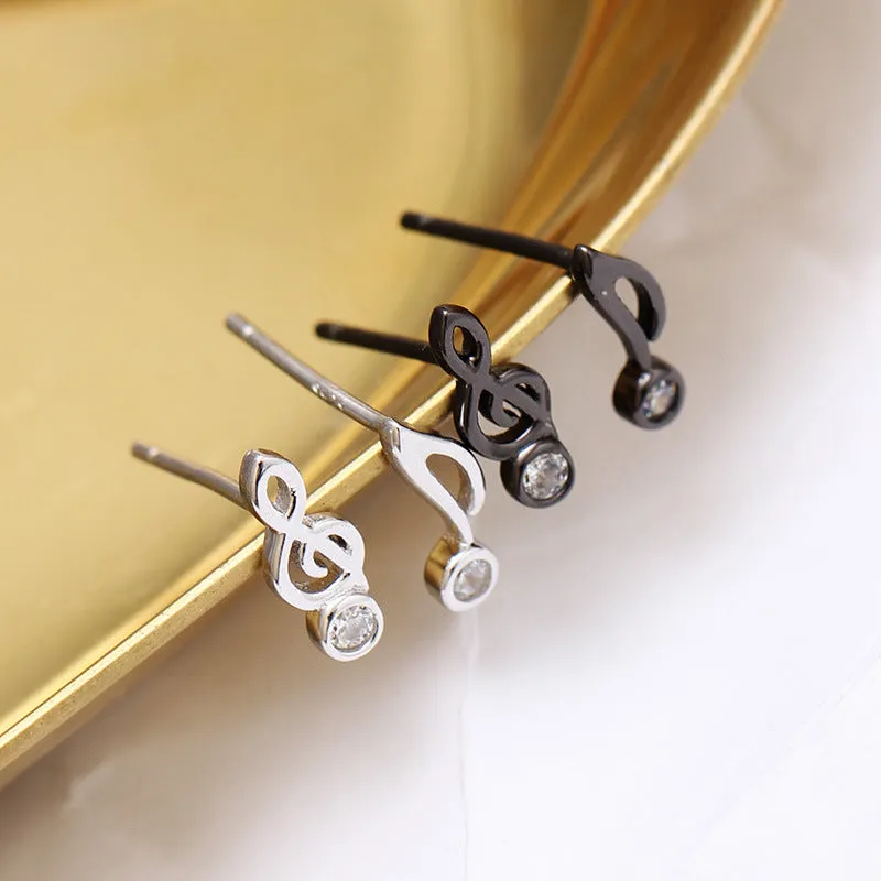 Creative musical note Earrings S 925 Sterling Silver personality earrings