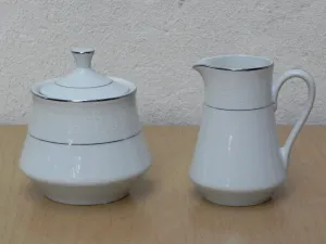 Delux White China with Silver Stripe Creamer Set, Antoinette Line