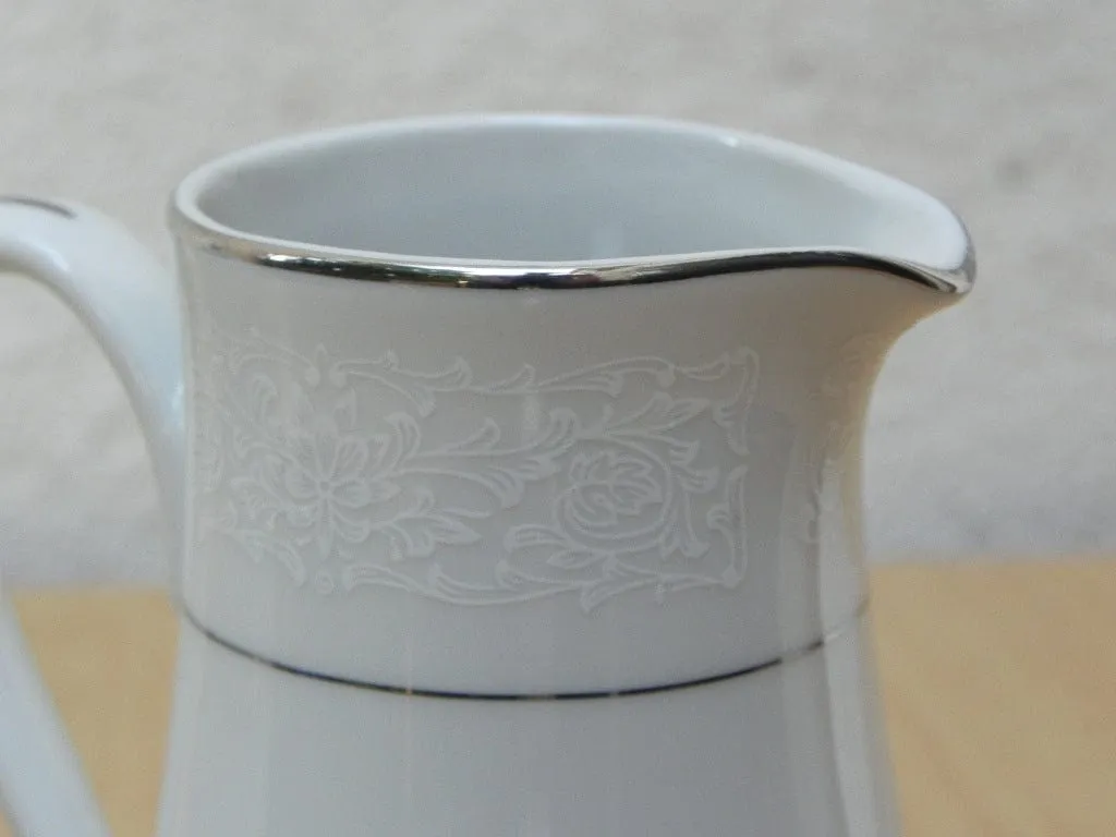Delux White China with Silver Stripe Creamer Set, Antoinette Line