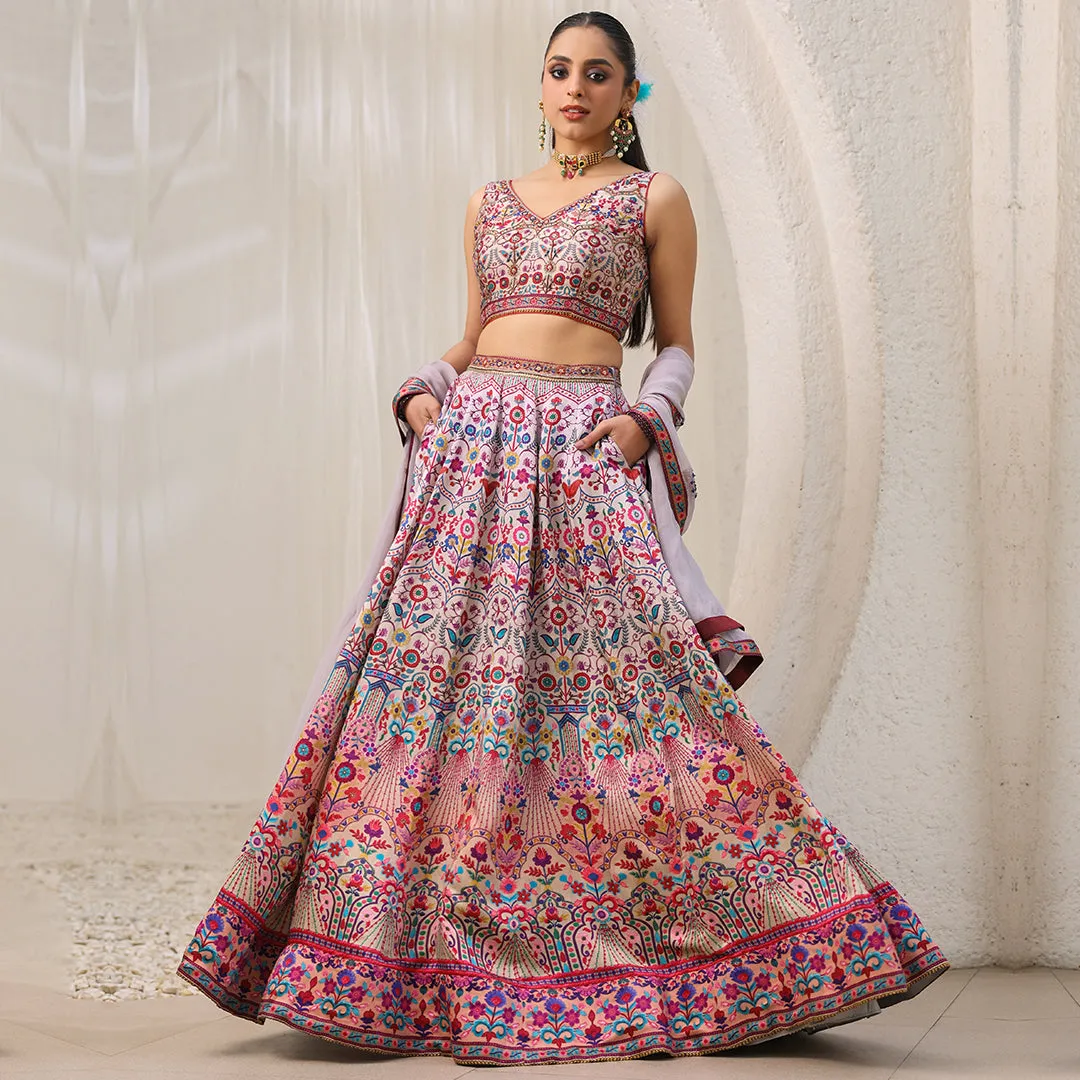 Desi Drama Multi-hued Lehenga Set with Dupatta